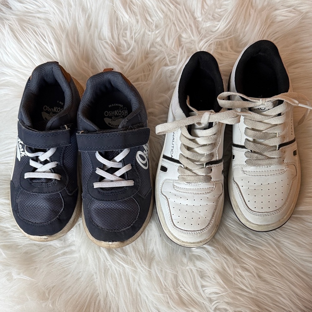 OshKosh B'gosh and Nautica Kids' Navy and White Sneakers, size 2
